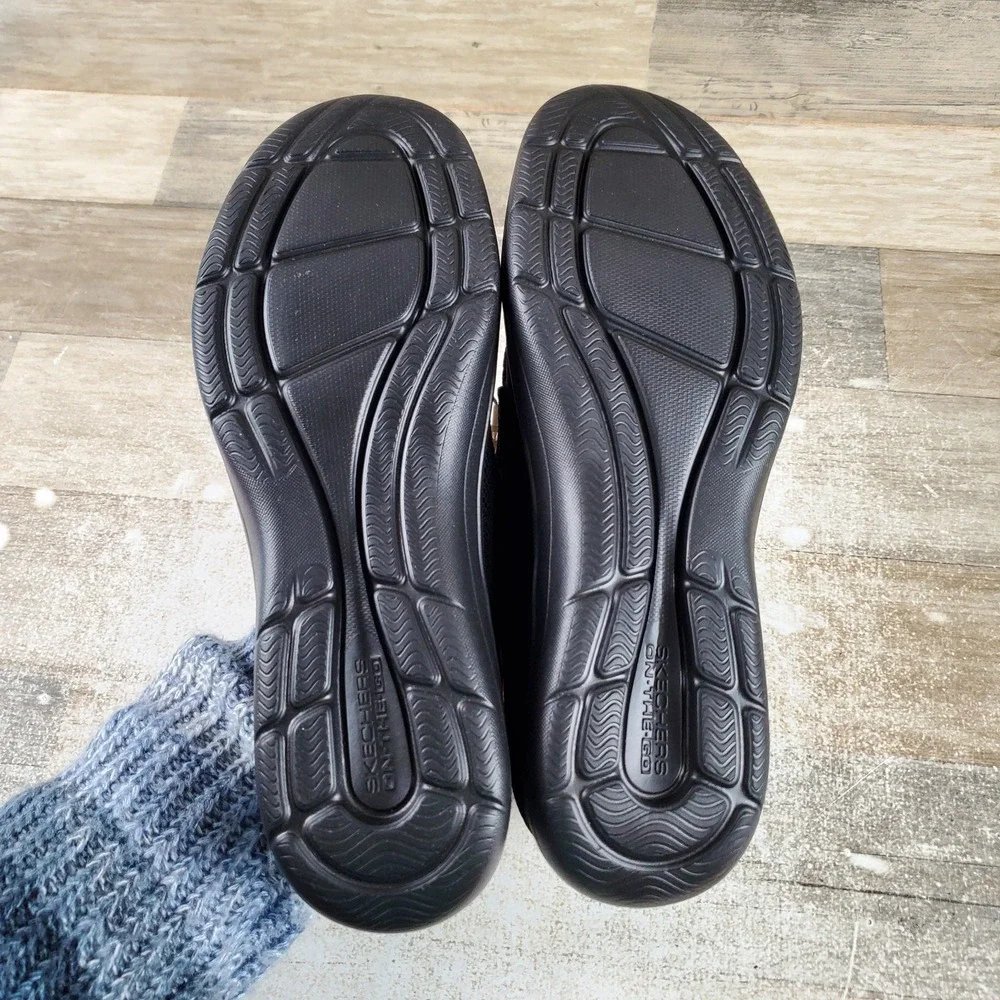 SKECHERS On The Go Radiant Bonnie Womens Loafers Sz 9 Black Slip On Round Toe